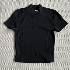 Aritzia Babaton Formarib Black Mockneck Top